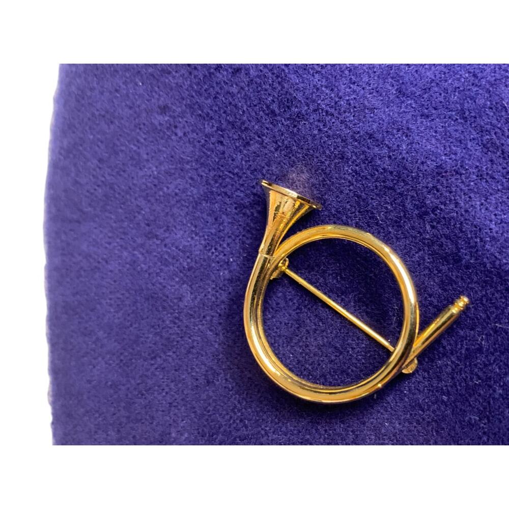 Goldtone French Horn 1.25 Inch Brooch Pin